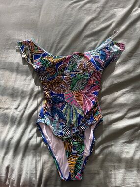 La Blanca Multicolor Tropical Leaf One-Piece Swimsuit